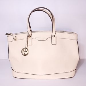 Henri Bendel Cream Saffiano Leather Heavy Tote Pur